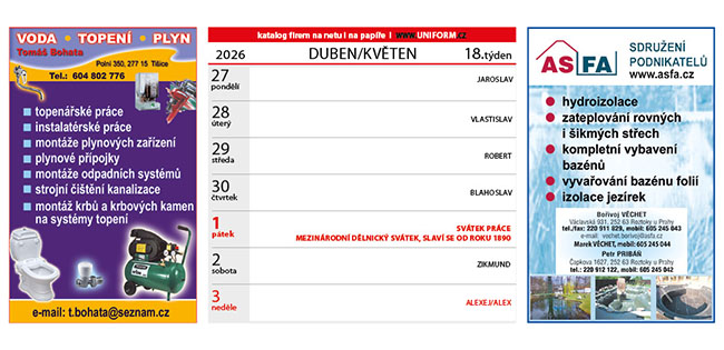 Kalendář UNIFORM